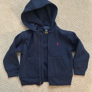 Ralph Lauren Dark Blue Hoodie with Pink Emblem
